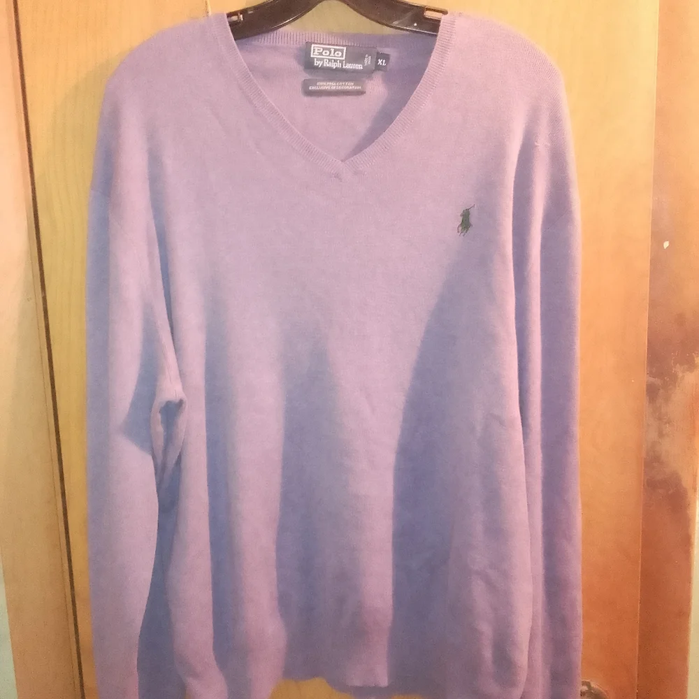 Polo by Ralph Lauren Men's‎ V-Neck Sweater in Purple